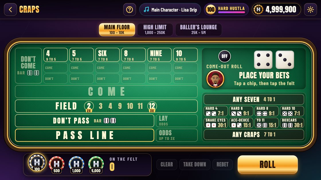 Craps in Hard Hustla Casino