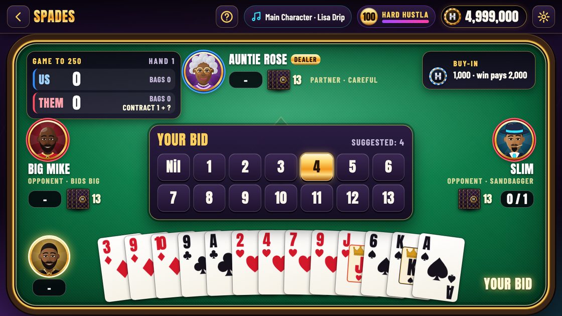 Spades in Hard Hustla Casino