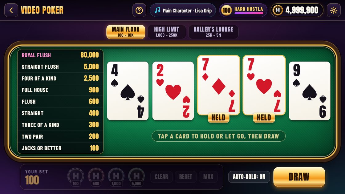 Video Poker in Hard Hustla Casino